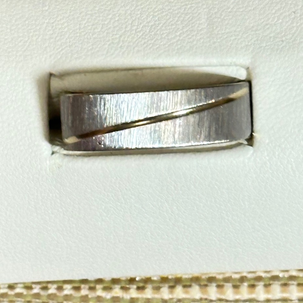 Two-tone Stainless steel band, silver brushed W/gold line inside gold  NWOT
